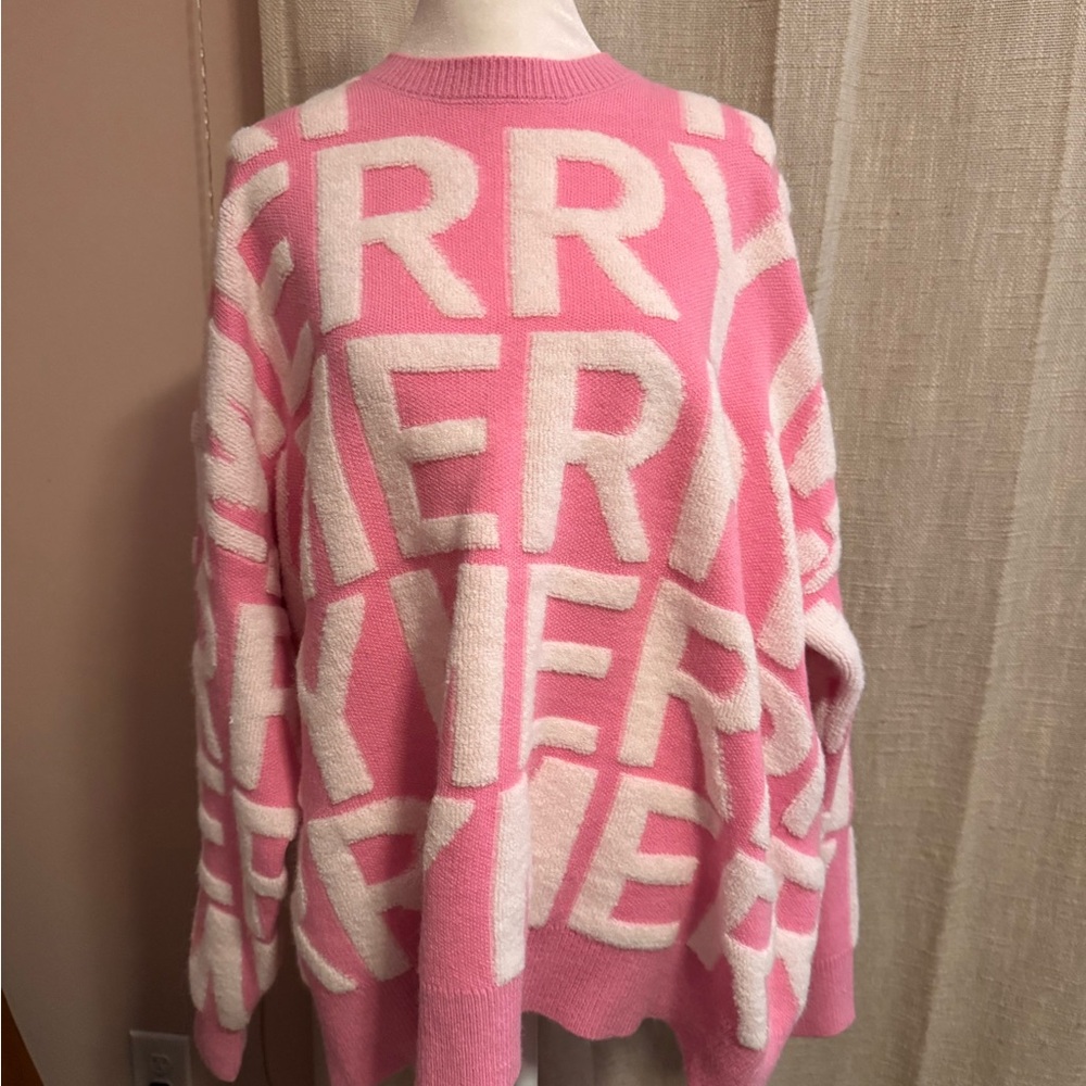 Peach Love California Pink and White Graphic Sweater